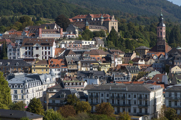 Fototapeta na wymiar Panoramic view over Baden Baden, Baden-Wuerttemberg, Germany