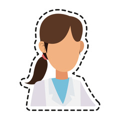 young woman with laboratory or medical robe  icon image vector illustration design 