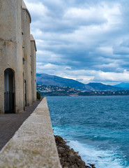 Fototapeta na wymiar Old promenade near the sea, Monaco