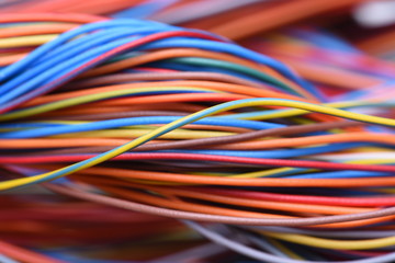 Closeup of cable and wire in computer network systems