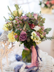 wedding floristics composition on table