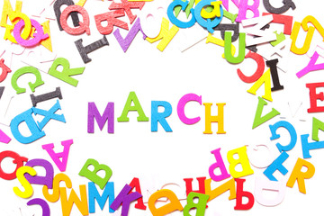 Word March of colored letters