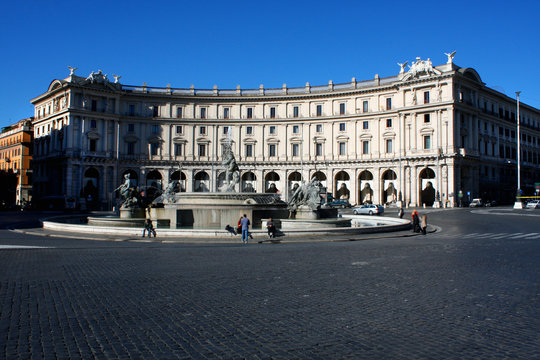 Piazza Repubblica, Rome at day panorama