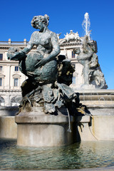Fototapeta na wymiar Fountain in the Piazza of the Republic. Rome, Italy