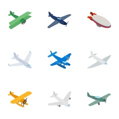 Aircraft icons, isometric 3d style