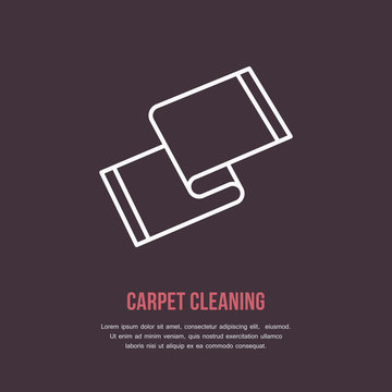Carpet cleaning icon, line logo. Flat sign for housework company. Logotype for dry cleaning business.