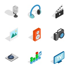 Computer technology icons, isometric 3d style