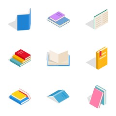 Literature icons, isometric 3d style