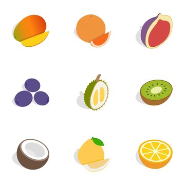 Food icons, isometric 3d style