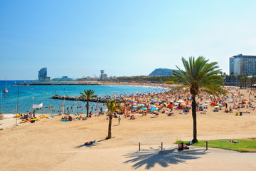 View of Barcelona beach - obrazy, fototapety, plakaty