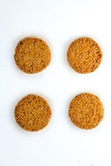 Delicious appetizing cereal cookies isolated on white background. Healthy food concept. Tasty food concept.