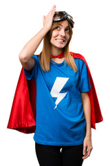 Pretty superhero girl having doubts