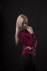 Fototapeta premium Glorious woman with bright makeup and long blonde hair