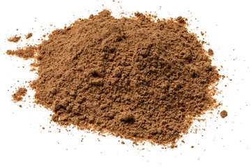 Cinnamon powder iisolated on white background,macro shot