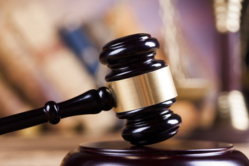 Judge gavel,Law concept, wooden desk background