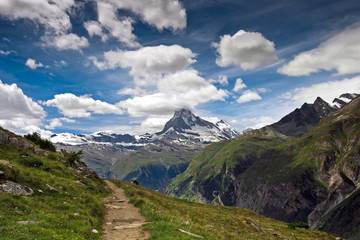Beautiful mountain spring day with Matterhorn view