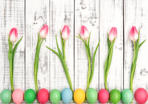 Easter eggs tulip flowers decoration