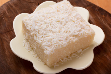 Brazilian traditional dessert: sweet couscous (tapioca) pudding (cuscuz doce)
