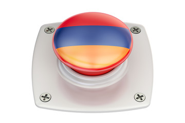 Armenia flag push button, 3D rendering