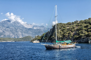 Fototapeta na wymiar Sailing boat in Fethiye
