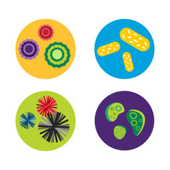 Bacteria virus microscopic isolated microbes icon human microbiology organism and medicine infection biology illness pathogen mold vector illustration.