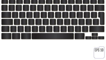 Fototapeta na wymiar Vector illustration of black modern laptop keyboard, clean key concept