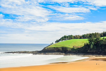 meadow and beach at basque country, Spain