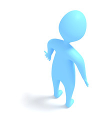 Depression Concept: Sad 3d Man, 3d illustration on white background