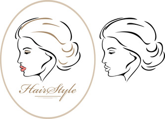 Female portrait. Contour drawing