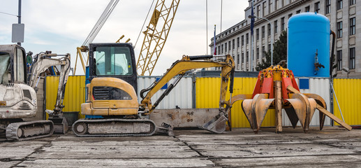 Diggers on Construction Site