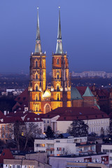 Fototapeta premium Wroclaw Cathedral at night