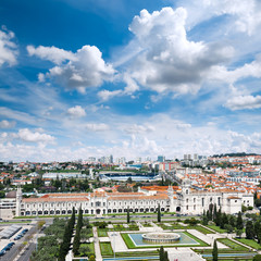 Lisbon cityscape from the hill with clouds