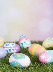 Colorful Easter Eggs With Multicolored Background