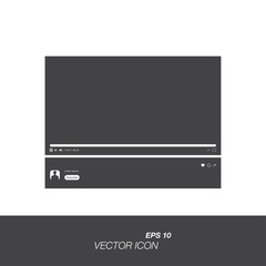 Interface video player for web. icon in flat style isolated on white background. Flat vector illustration EPS10.