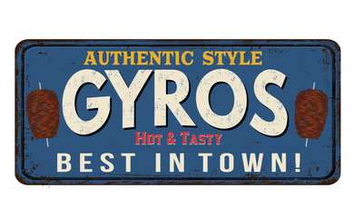 Gyros vintage rusty metal sign