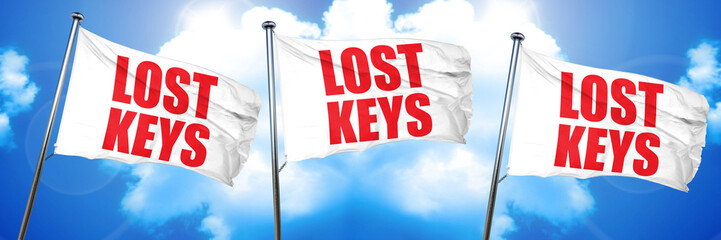 lost keys, 3D rendering, triple flags