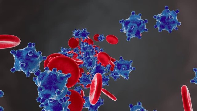 Generic Germ, Virus or Bacteria cells flowing in a bloodstream.