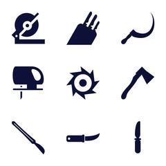 Set of 9 blade filled icons
