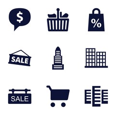 Set of 9 retail filled icons