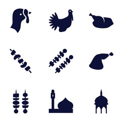 Set of 9 turkey filled icons
