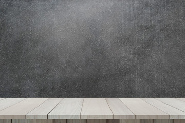 Wooden table or wooden planks with concrete wall or marble wall for background. Abstract background.