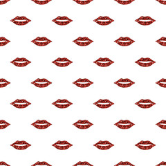 seamless red glitter lips on white background