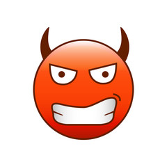 Devil emoticon. Diabolical smiley vector