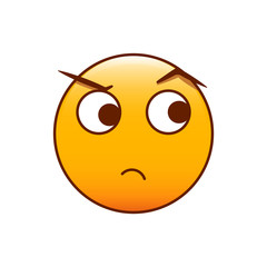 Disapproval emoticon. Emoji vector. Editable smiley