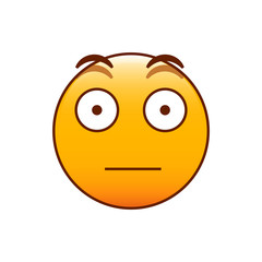 Surprised emoticon. Vector smiley. Yellow editable emoji
