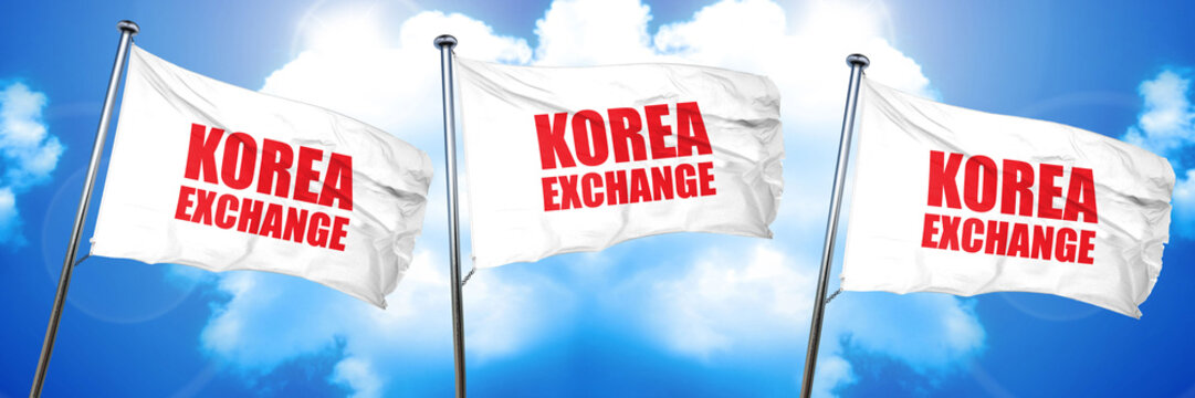 korea exchange, 3D rendering, triple flags