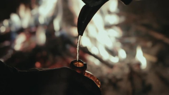 The magic of the shaman with water and fire