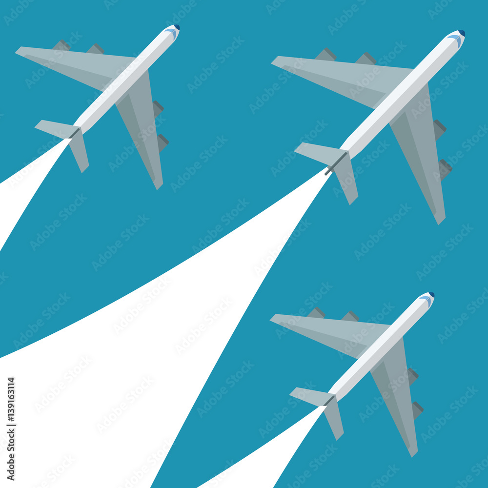 Poster set airplane flying design vector illustration eps 10