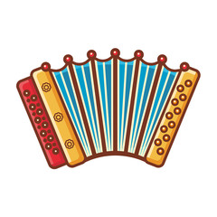 Accordion. Musical instrument for kid. Baby toy. Cartoon style. 