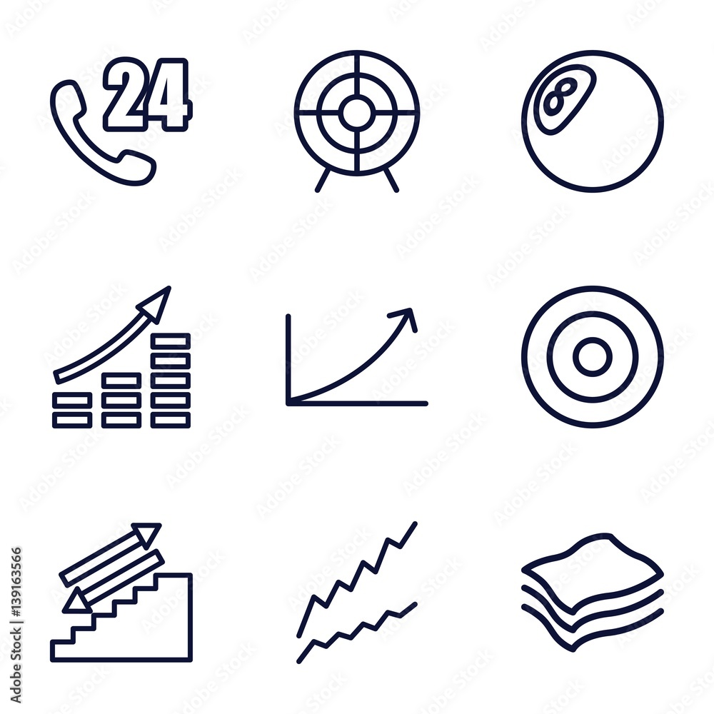 Poster set of 9 arrow outline icons